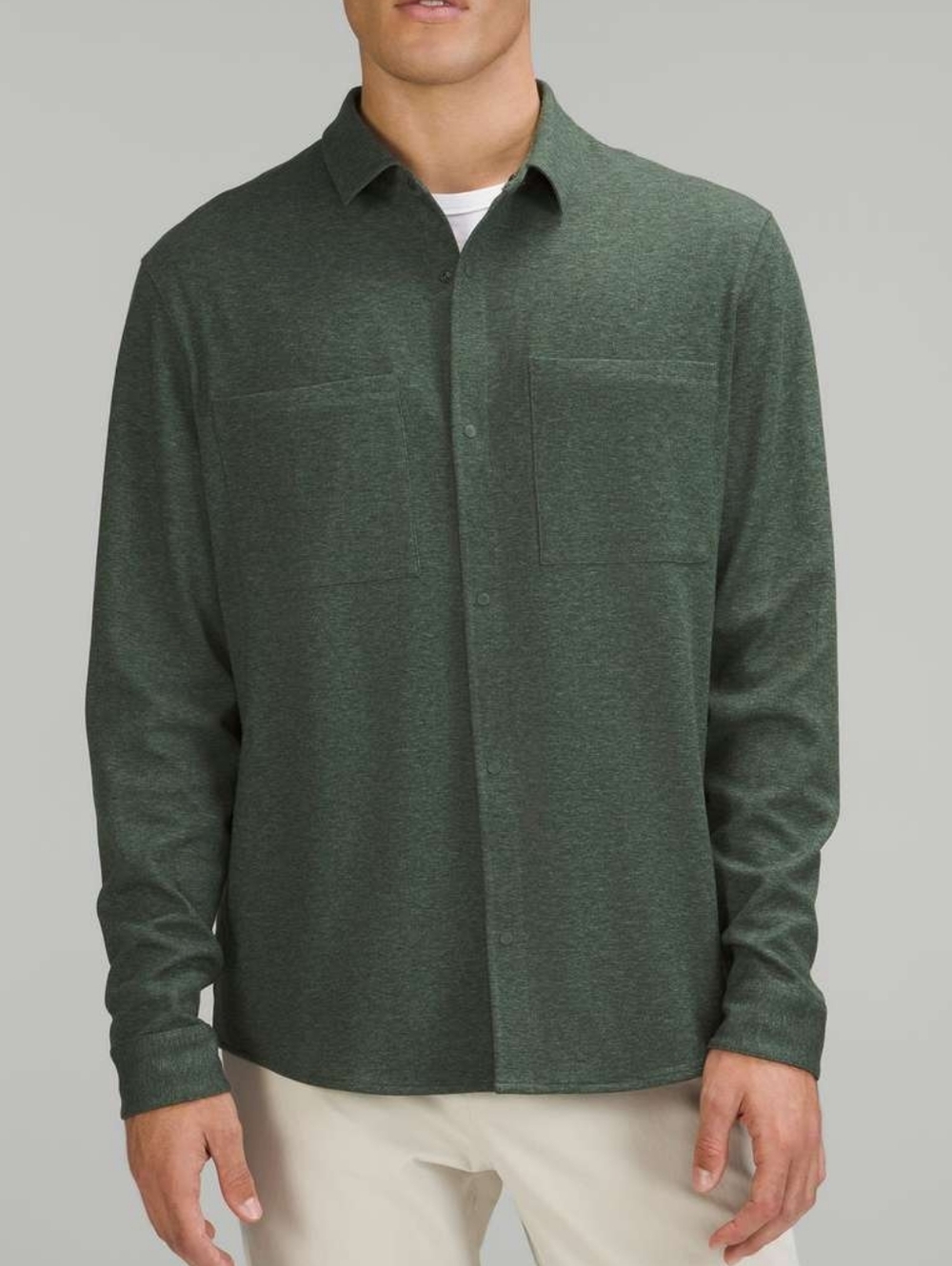 Lululemon Snap button Soft Knit Overshirt Heathered Smoked Spruce